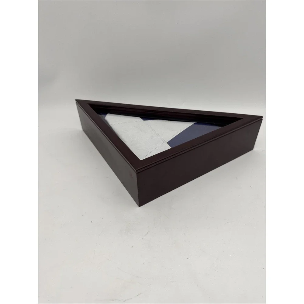 Wooden Triangle Flag Display Case Memorial Shadow Box Texas Flag